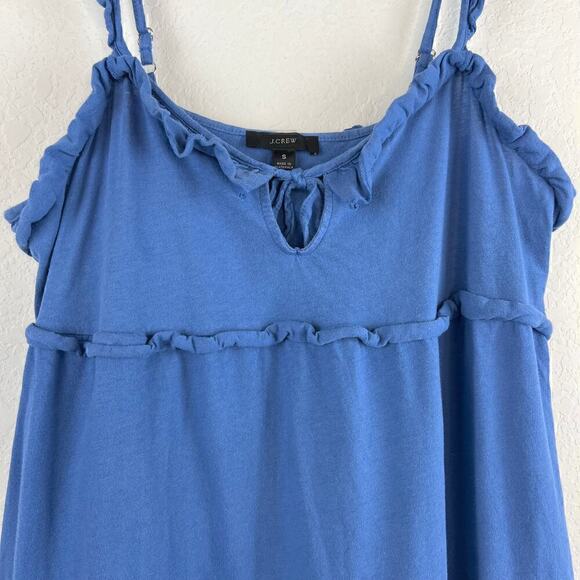 J. Crew Blue Tiered Knit Keyhole Ruffled Midi Dress Size Small - Picture 4 of 7